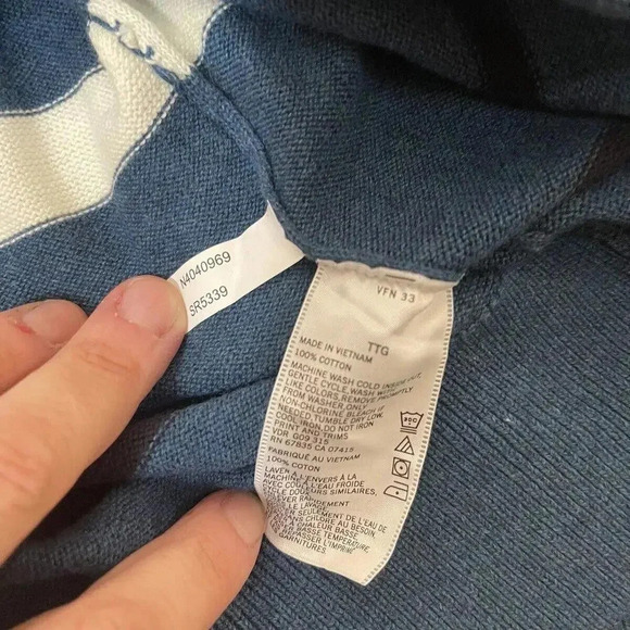 Men’s Nautica Blue Striped V-Neck Sweater 100% Cotton Size XXL - Picture 4 of 4